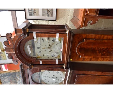 A George III mahogany and line inlaid eight day longcase clock, the 12in painted arched dial inscribed 'Johnson, Halesworth',