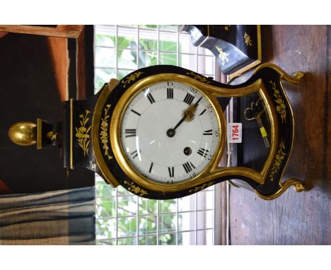 A late 19th century German ebonized bracket clock and bracket, by Lenzkirch, quarter striking on two bells, the clock 45.5cm 