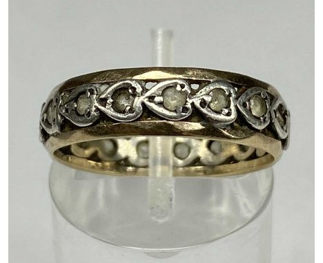 9CT GOLD & SILVER CELTIC DESIGN ETERNITY RING, size O, 2.6gms Provenance: private collection Ynys Môn