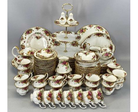 ROYAL ALBERT 'OLD COUNTRY ROSES' COMPREHENSIVE DINNER & TEA SERVICE including three tier cake stand, teapot, milk jug and sug