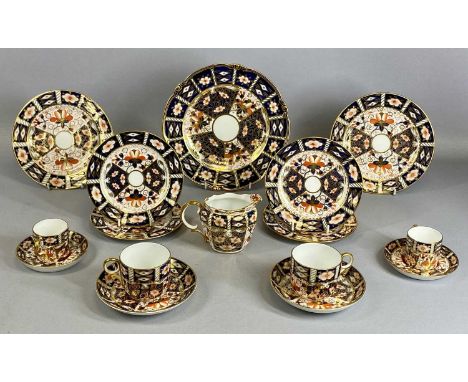 ROYAL CROWN DERBY IMARI PATTERN 2451 TABLEWARE comprising two teacups and saucers, two coffee cans and saucers, milk jug and 