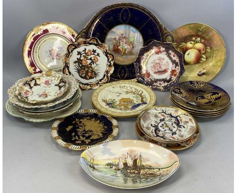 ASSORTED CONTINENTAL & BRITISH CERAMICS including porcelain two-handled tea tray, transfer decorated panel after Kaufmann, 42