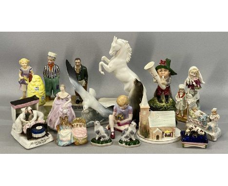 COLLECTION OF CHINA FIGURINES & ANIMAL FIGURES including Royal Worcester 'The First Cuckoo' modelled by F. G. Doughty, no. 30