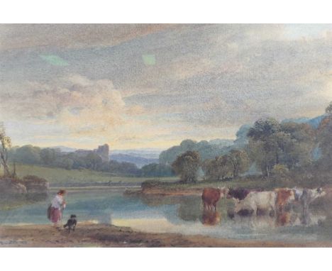 William Leighton Leitch RI (1804-1883) - Evening on the Tweed, watercolour, signed and dated 1878 lower left, 23 x 34.5cm
