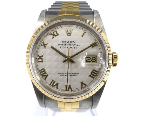 A gent's Rolex bi-metal Oyster Perpetual datejust superlative chronometer officially certified bracelet wristwatch, ref. 1623