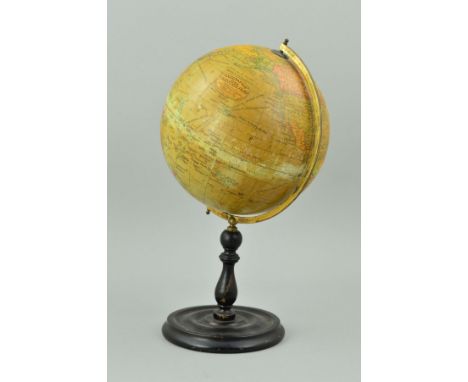 A 'GEOGRAPHICA' 10'' TERRESTRIAL GLOBE, on a turned wooden stand, height approximately 46cm (condition: discolouration, some 