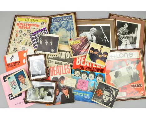 A COLLECTION OF 'POP' AND HOLLYWOOD MEMORABILIA, mainly from the 1960's, to include signed photographs of Chuck Berry, Carl P