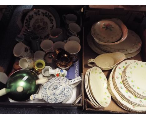 A Ridgways 1930s floral decorated part dinner service together with a selection of china and glass to include Royal Worcester