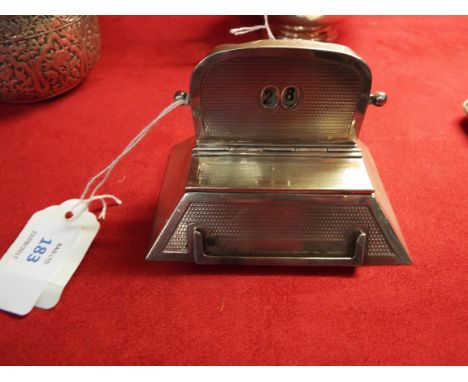 An Art Deco silver engine turned perpetual desk calendar fitted with twin stamp box dated Birmingham 1923 