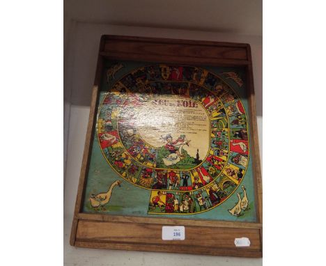 A vintage French child's double sided board game of 'Jeu de l'Oie' and draughts