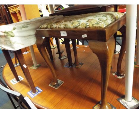 An inlaid mahogany stool and another