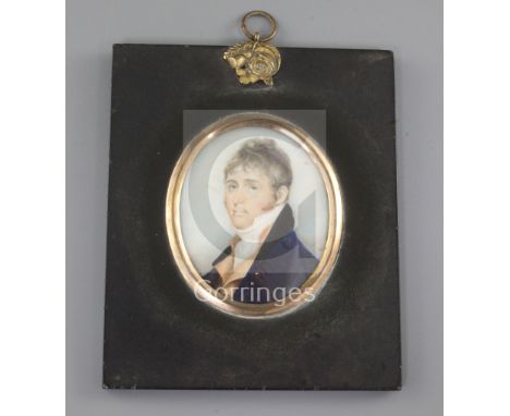 Early 19th century English Schooloil on ivoryMiniature portrait of Colonel R. Ball, died c.18502.5 x 2in.