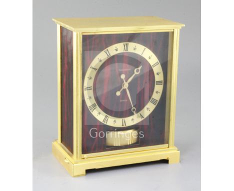 A Jaeger Le Coultre 'Embassy Red' Atmos mantel clock, c.1969, height 8.5in.