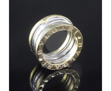 A yellow and white metal Bulgari B-Zero ring, unmarked, size N/O.