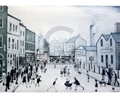 § Laurence Stephen Lowry (1887-1967)limited edition print'The Level Crossing, Burton-on-Trent'signed in pencil and blind stam