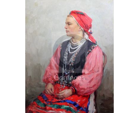 Mikhail Zheleznov (1924-1997)oil on canvasPortrait of a seated womansigned and dated 195430.5 x 24in.