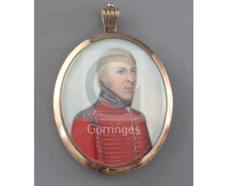 Early 19th century English Schooloil on ivoryMiniature portrait of an army officer2.5 x 2in.