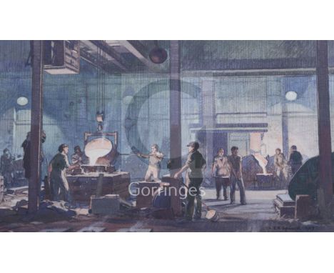 § Leonard R Squirrell (1893-1979)charcoal and watercolourThe Foundry, Eagle Works, Ipswichsigned and dated 194911.5 x 19.25in