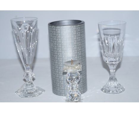 Swarovski candle stick &amp; 2 baccarat vases