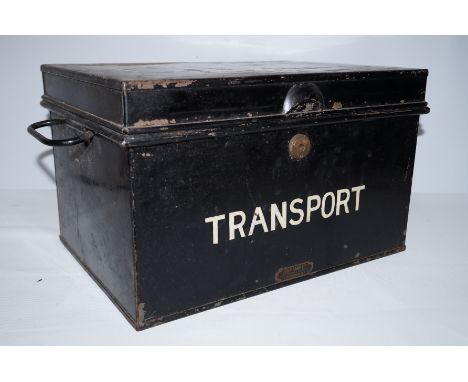 Vintage transport deed box labelled John Tann limited London Height 22 cm