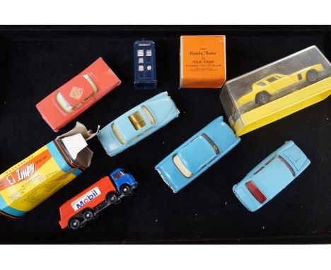 Group of Dinky, Corgi, spot on &amp; dinky tardis with others (also unopened hornby milk cans) 