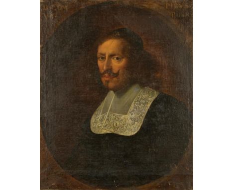 CIRCLE OF JUSTUS SUSTERMANS (1597-1681) A portrait of a prelate inscribed in the upper spandrels of the feigned oval, oil on 
