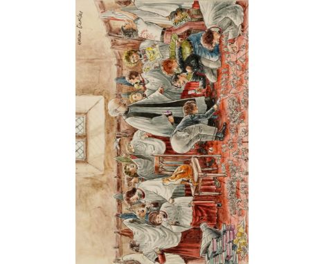 •GRAHAM OAKLEY (bn. 1929) Sunday morning in the vestry, illustration from the book 'The Church Mice and the Moon', signed top