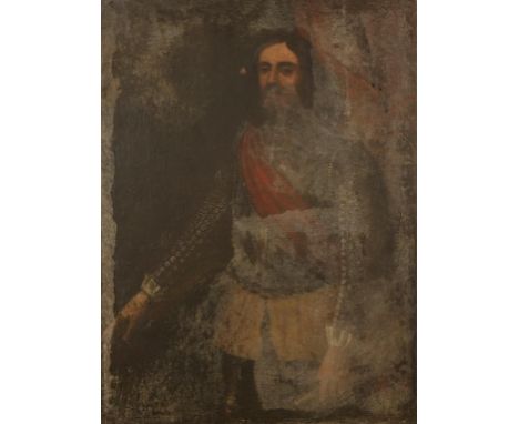 NORTH ITALIAN SCHOOL, 16th/17th century (?) A military commander wearing a red sash and armour, standing three-quarter length
