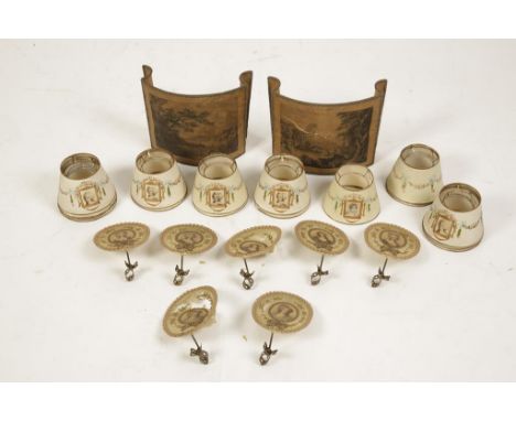 A COLLECTION OF CANDLE SHADES variously printed and painted including approximately thirty conical paper examples, four paper