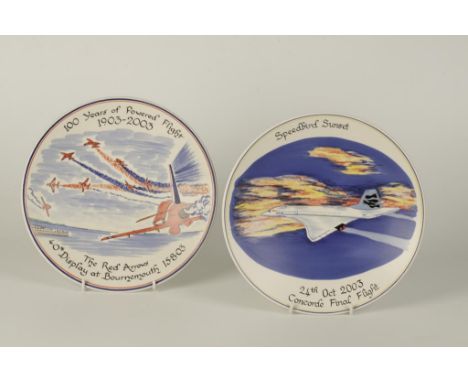 A POOLE POTTERY STUDIO COMMEMORATIVE CHARGER, "100 Years of Powered Flight 1903-2003" The Red Arrows 40th display at Bournemo