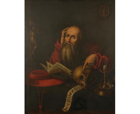 NORTH ITALIAN SCHOOL, 16th/17th century After Marinus Van Reymerswaele (1493-1567) St. Jerome pointing to a skull, a wellhead