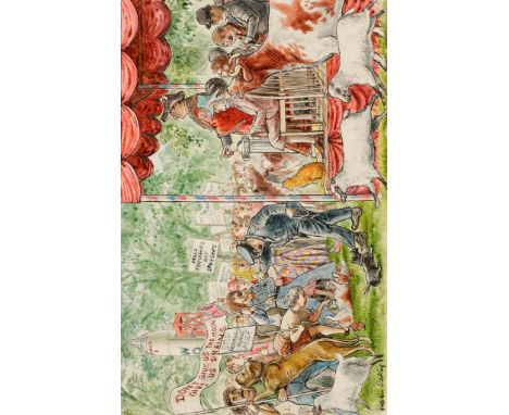 •GRAHAM OAKLEY (bn. 1929) Wortlethorpe Borough Council at the launch site, illustration for the book 'The Church Mice and the