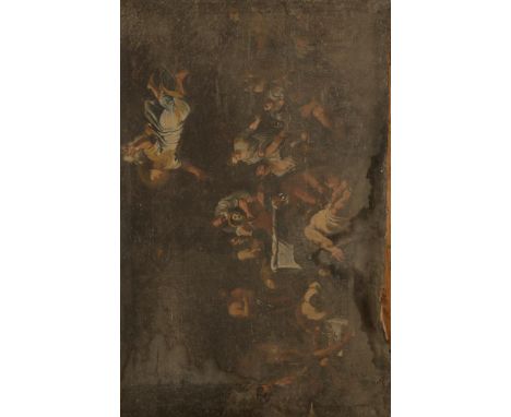 ITALIAN SCHOOL, 17th/18th century, A biblical scene with an angel overhead, oil on canvas, 31" x 47.75" (unframed). Provenanc