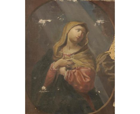FOLLOWER OF FRANCESCO DE MURA (1696-1782) The Virgin, in a feigned oval, painted within an oval cartouche, oil on canvas, 15.