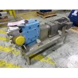 SPX 4 in stainless positive displacement pump, model 220 UI, ser. no 40387 with 15 hp motor, mounted