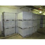 (58) Galvanized bins, corrugated, perforated, stackable [1st Flr Vegetable Receiving Dept]