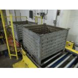 (2) Galvanized bins, corrugated, perforated, stackable [1st Flr Vegetable Receiving Dept]
