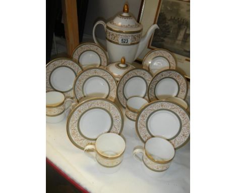 A Minton Aragon coffee set comprising 10 cups with saucers, coffee pot and lidded sugar bowl