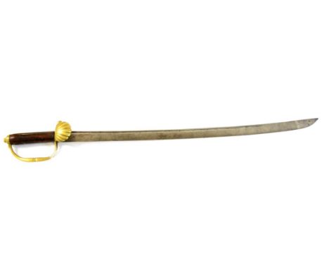 An 18th Century French Infantry/Hunting Sword, the 65cm single edge steel blade with a narrow fuller to the back edge, the br