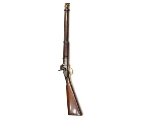 A Good Enfield Pattern 1867 Bengal Cavalry Percussion Cap Carbine, the 53cm browned steel barrel with V rear sight, stamped w