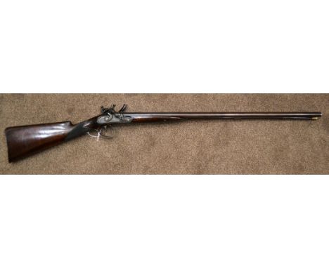 An 18th Century Double Barrel Flintlock Sporting Gun by Hampton, the 76cm steel barrels engraved at the breech and tang with 