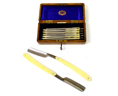 A Monday to Sunday Set of Seven Cut Throat Razors by Joseph Rodgers, Sheffield, each steel blade stamped with maker's mark, t