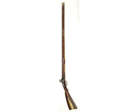 A Late 18th Century American Flintlock Kentucky Rifle, in the style of a Berk's County rifle, with 108cm octagonal steel barr