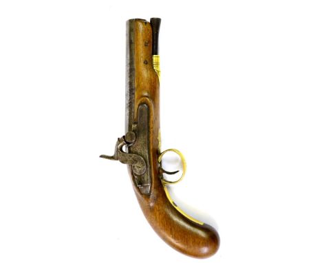 An Early 19th Century Percussion Overcoat Pistol by Trulock & Son, Dublin., converted from a flintlock, the 14cm octagonal st