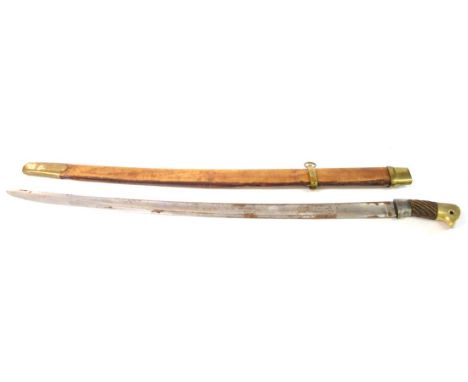 A Russian Shasqua, the 81cm single edge steel blade stamped 3r3 32c to one side at the ricasso, the opposing side stamped TH1