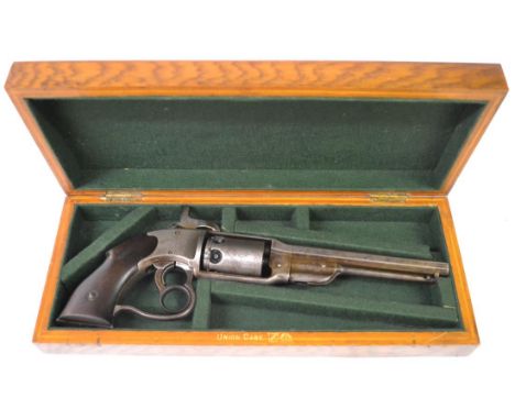 A Savage-North's Patent .36 Calibre Six Shot Navy Revolver, the 18cm octagonal steel barrel stamped ''SAVAGE R.F.A. Co. MIDDL