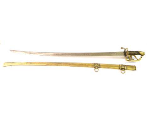 A Copy of a French Artillery Officer's Sword, with brass hilt and scabbard