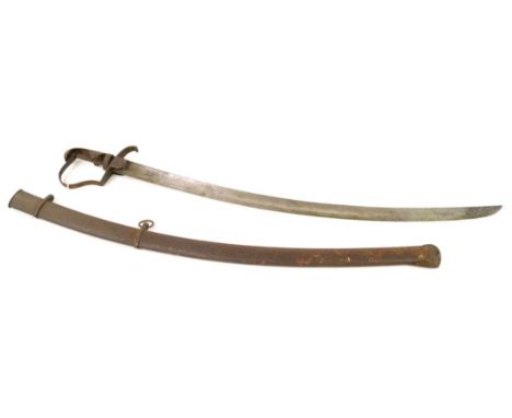 A British 1796 Pattern Light Cavalry Trooper's Sword, with 79.5cm single edge slightly curved fullered steel blade, the steel