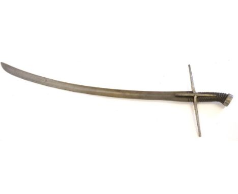 A Hungarian Style Sabre, possibly 17th Century, with 72cm single edge curved steel blade, the steel hilt with long crossguard