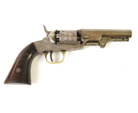 A London Pistol Company Six Shot Single Action Percussion Revolver, the 10cm octagonal steel barrel stamped with maker's name